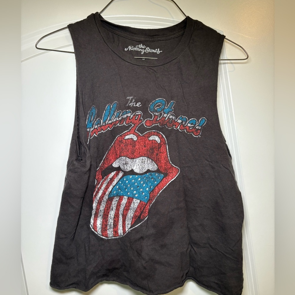 The Rolling Stones Black Tank with Red and Blue Graphic